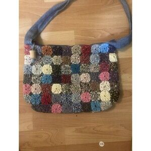 Handmade With Love Yo-Yo Quilt Purse Vtg  Style Suffolk Puffs Shoulder Bag OOAK